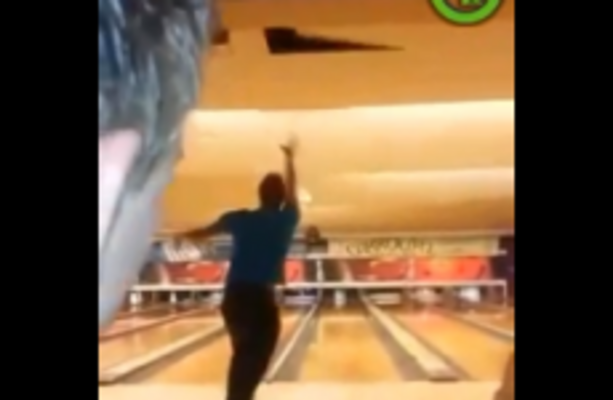 Watch Man Accidentally Smashes Bowling Ball Through Ceiling