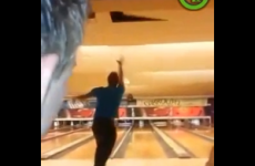 WATCH: Man accidentally smashes bowling ball through ceiling