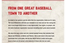 John Henry's Red Sox took a full page ad to thank St Louis fans today