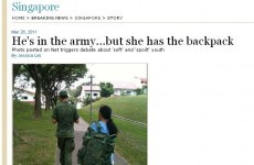 Singapore soldier branded a 'softie' for letting his maid carry his bag