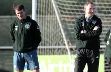 Keane on bibs and balls duty during O'Neill's first day on the training ground