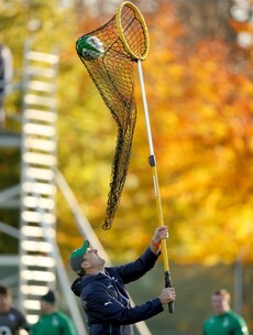 Gone fishin': John Plumtree puts Ireland forwards through their paces with a big net