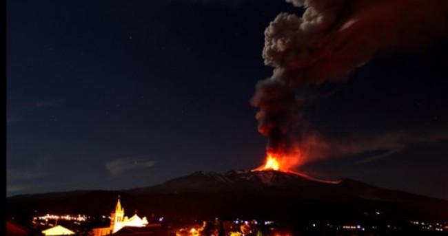 Mount Etna volcano in Sicily erupts