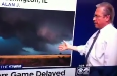 Very rude altered sign interrupts tornado news report (NSFW)