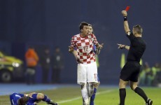 The studs-up 'tackle' that earned Mario Mandzukic a red card against Iceland