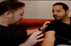 Watch David Blaine freak the hell out of Ricky Gervais with crazy magic trick