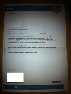 Student denied a grant by SUSI, despite being €7,600 below income threshold