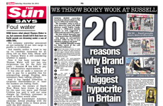 The Sun hits back at Russell Brand rant, labelling him 'the biggest hypocrite in Britain'