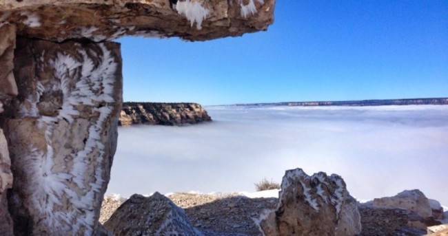 Rare weather event at the Grand Canyon creates incredible sights