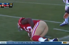 NFL player gets tackled by his... emm, tackle