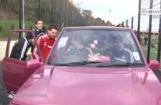 Swansea player forced to drive 'Pink Ferrari' after losing crossbar challenge