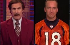 Ron Burgundy interviews Peyton Manning, calls the quarterback a 'succulent baby lamb'