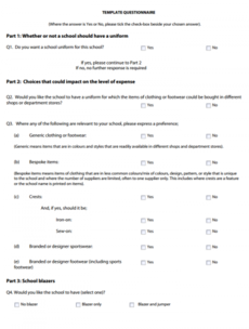 This is the school uniform questionnaire parents are being sent