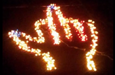 Woman uses Christmas lights to give her neighbours the middle finger