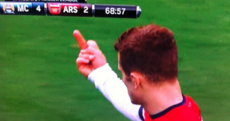 Jack Wilshere could find himself in hot water after this middle-finger gesture today