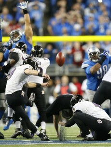 Justin Tucker kicked this 61-yard field goal to keep the Ravens in the playoff hunt