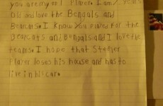 A 7-year-old's adorable letter to an injured NFL punter takes a dark turn at the end