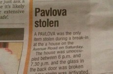 'Pavlova stolen' is the greatest local news story in Ireland today