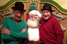 Patrick Stewart and Ian McKellen visited Santa together and sat on his knee