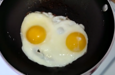 These eggs are talking in the pan!