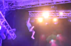 Stage invader falls from rafters at New Year's Eve concert (video)
