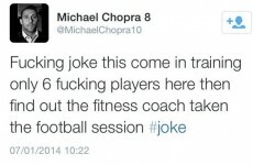 Michael Chopra fined for Twitter rant about training