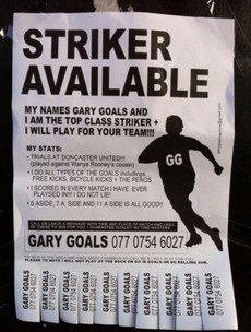 'Top class' striker wants to play for your team, puts up hilarious flyers