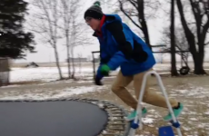 This is what happens when you jump on a frozen trampoline
