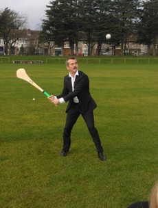 Star man Chris Hadfield tries his hand at hurling in Dublin