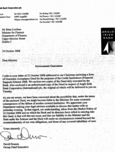 Anglo worried that the bank guarantee could make it liable if other banks failed