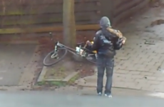 Unfortunate paperboy is VERY ANGRY with his bike