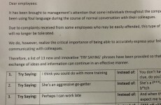 Memo encourages employees to stop effin' and blindin' at work