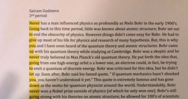 What better way to Rickroll a teacher than in a quantum physics essay?