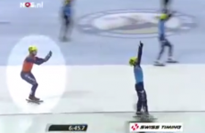 Dutch speed skater reacts to rival's win - by giving him the finger as they cross finish line