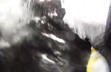 Scary helmet-cam video shows skier plunging into hidden stream