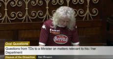 Snapshot: Mick Wallace wore the latest Torino soccer jersey in the Dáil this morning