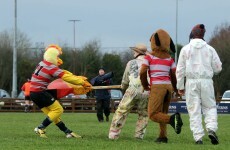 Snapshot: Some mascots had an altercation during a Schools Cup game today