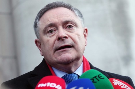 Brendan Howlin on his way in to today's meeting