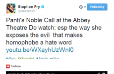 Stephen Fry joins Panti's supporters by tweeting video to 6.5 million followers