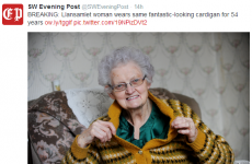 Welsh local newspaper reports breaking news of woman wearing same cardigan for 54 years