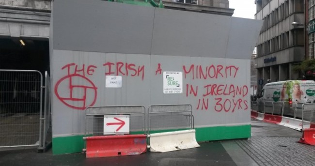 Racist graffiti painted opposite Immigrant Council offices
