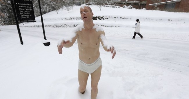 This creepy statue of a man in his Y-fronts is freaking out college students