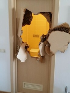 This is what happens when a bobsledder gets trapped in a Sochi bathroom