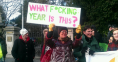 Pics: Pro-choice activists protest Spanish abortion plans at embassy in Dublin