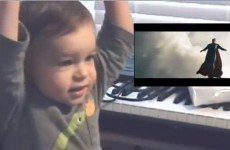 Cute baby gets incredibly excited watching Superman fly