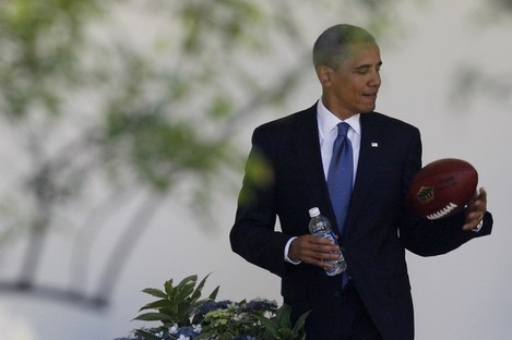 There'll be no time for footballs of any shape during President Obama's visit, according to a report this morning.