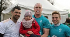 Irish rugby players welcome four-year-old cancer patient Merryn Lacy to training
