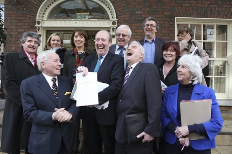 Some of the independent TDs involved in the loose alliance at a press event in Dublin yesterday. 