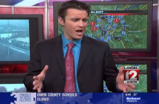 News anchor performs entire snow report in the style of Let It Go from Frozen