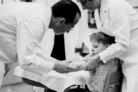 A boy receives a polio vaccine during a trial in Pennsylvania in 1957